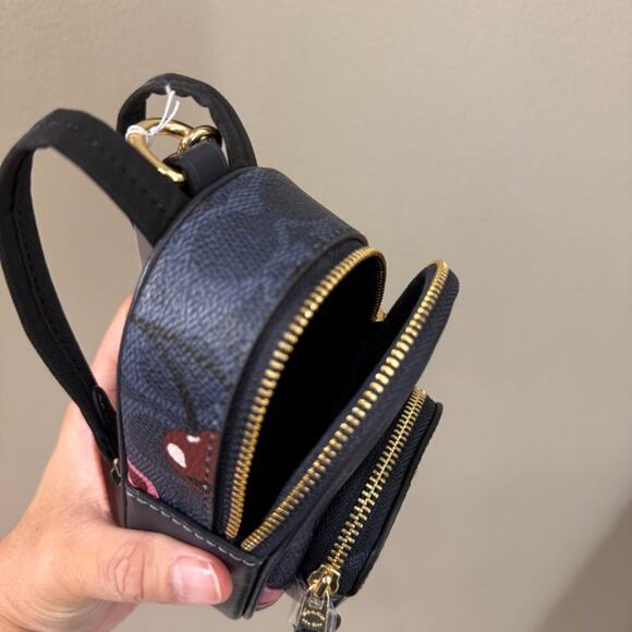 Coach CZ086 Mini Court Backpack Bag Charm In Signature Canvas With Cherry Print - Picture 6 of 16